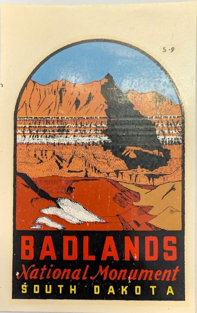 Vintage Badlands National Monument South Dakota Water Slide Decal